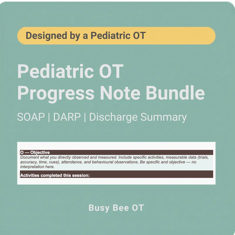 Pediatric OT Progress Note Templates cover